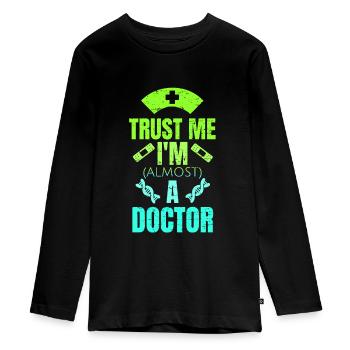Cadeau étudiant en médecine - T-shirt manches longues Premium Ado - noir - Devant - AI Model Kid Female (0cm)
