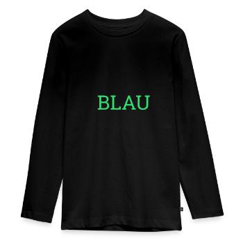 bleu en lettres vertes - T-shirt manches longues Premium Ado - noir - Devant - AI Model Kid Female (0cm)
