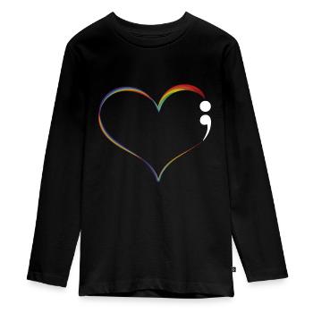 HerzSemikolonKunstKrisenSelbstmordVerhinderungsBew - Teenager Premium Bio Langarmshirt - Schwarz - Vorne - AI Model Kid Female (0cm)