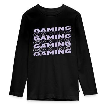 GAMING - Teenager Premium Organic Long Sleeve Shirt - black - Front - AI Model Kid Female (0cm)