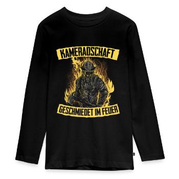 Feuerwehr Kameradschaft - Teenager Premium Bio Langarmshirt - Schwarz - Vorne - AI Model Kid Female (0cm)