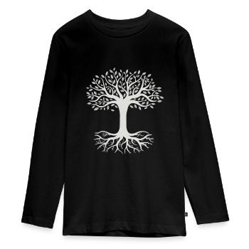 Viking tree of life - Teenager Premium Organic Long Sleeve Shirt - black - Front - AI Model Kid Female (0cm)