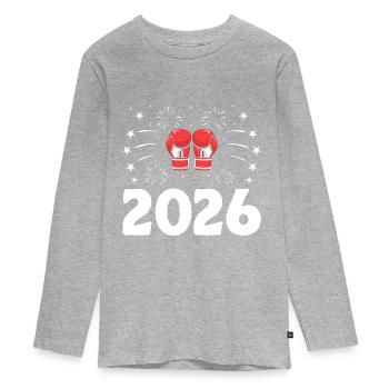 Nouvel An 2026 Boxer Sports Force Gym Athlète - T-shirt manches longues Premium Ado - gris chiné - Devant