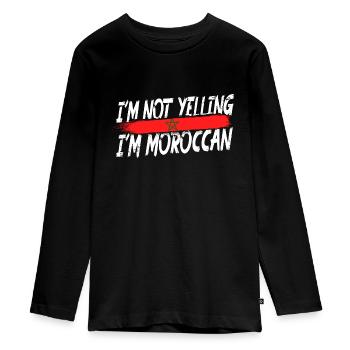 I ́m not yelling I ́m Moroccan - Teenager Premium Organic Long Sleeve Shirt - black - Front - AI Model Kid Female (0cm)