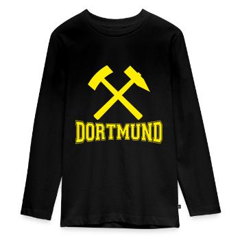 Dortmund - Teenager Premium Bio Langarmshirt - Schwarz - Vorne - AI Model Kid Female (0cm)