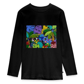 Monsieur Le Chat Mystique - Teenager Premium Organic Long Sleeve Shirt - black - Front - AI Model Kid Female (0cm)