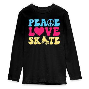 Peace Love Skate - Patin à roulettes - T-shirt manches longues Premium Ado - noir - Devant - AI Model Kid Female (0cm)