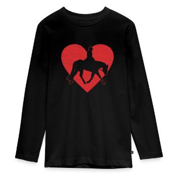 Hunt english riding rider horse equestrian sport - Teenager Premium Organic Long Sleeve Shirt - black - Front - AI Model Kid Female (0cm)