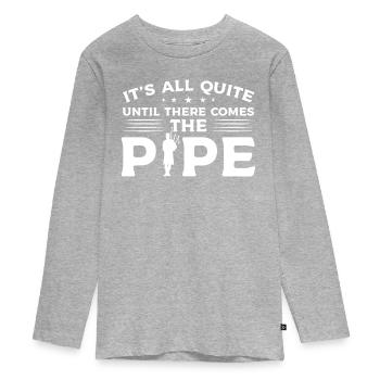 There Comes The Pipe - Cornemuse - T-shirt manches longues Premium Ado - gris chiné - Devant