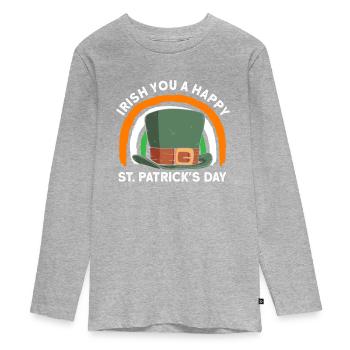 Irland Irisch Lustig Spruch St Patricks Day - Teenager Premium Bio Langarmshirt - Grau meliert - Vorne
