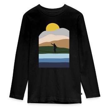 Équilibrer les fainéants d’intérieur Slackerliner Slackline - T-shirt manches longues Premium Ado - noir - Devant - AI Model Kid Female (0cm)