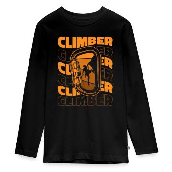 Climber Alpinklettern Sportklettern Speedklettern - Teenager Premium Bio Langarmshirt - Schwarz - Vorne - AI Model Kid Female (0cm)
