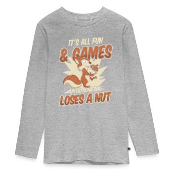 Until Someone Loses A Nut Grauhörnchen Squirrel - Teenager Premium Bio Langarmshirt - Grau meliert - Vorne