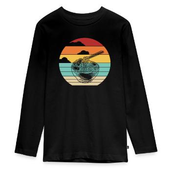 Retro Bowl Miso Shoyu Lover Tonkotsu Ramen - Teenager Premium Organic Long Sleeve Shirt - black - Front - AI Model Kid Female (0cm)
