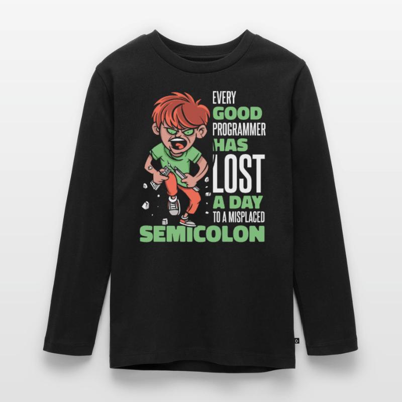 Has Lost A Day To A Misplaced Semicolon Coder Teenager Premium Bio Langarmshirt