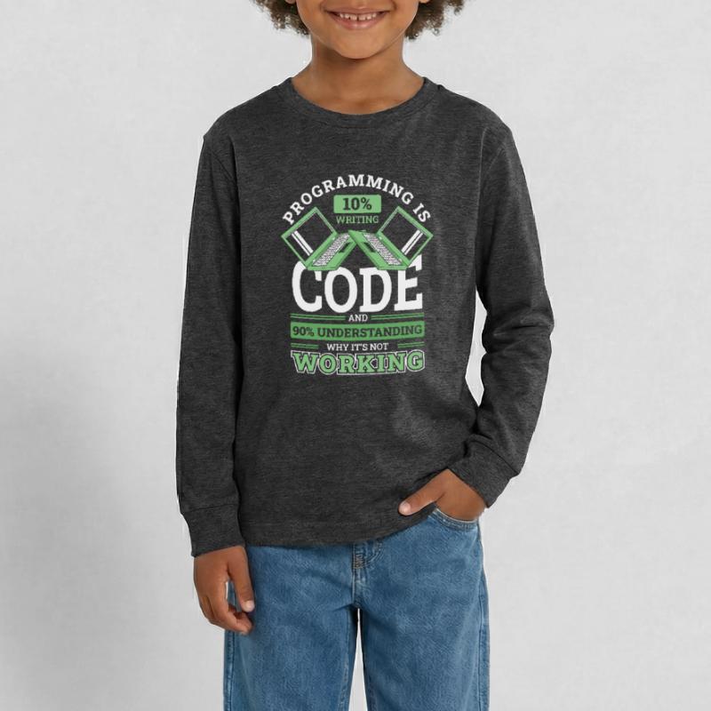 Programming 10% Writing 90% Not Working Coder Teenager Premium Organic Long Sleeve Shirt