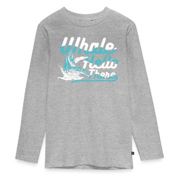 Baleine Bonjour Béluga bleu Cachalot Baleine - T-shirt manches longues Premium Ado - gris chiné - Devant