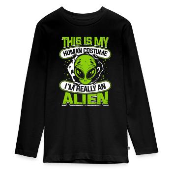 C’est mon costume humain Je suis vraiment un ovni extraterrestre - T-shirt manches longues Premium Ado - noir - Devant - AI Model Kid Female (0cm)