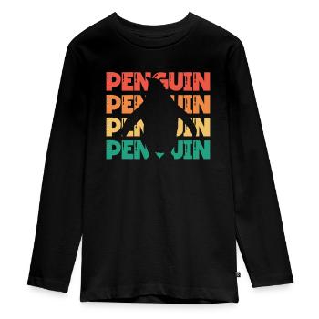 Pingouin rétro Oiseau de mer Pingouin royal - T-shirt manches longues Premium Ado - noir - Devant - AI Model Kid Female (0cm)