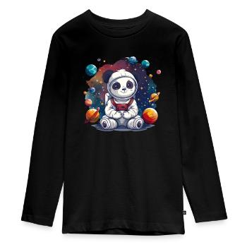 Pandabär Astronaut Japanischer Riesenpanda - Teenager Premium Bio Langarmshirt - Schwarz - Vorne - AI Model Kid Female (0cm)