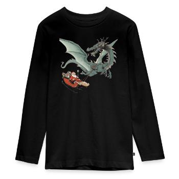 Drache Weihnachten Drache Kinder - Teenager Premium Bio Langarmshirt - Schwarz - Vorne - AI Model Kid Female (0cm)