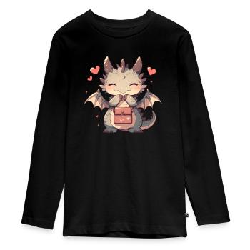 Dragon Schulranzen Dragon Kids - Teenager Premium Bio Langarmshirt - Schwarz - Vorne - AI Model Kid Female (0cm)