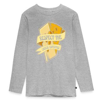 Respektieren Sie die Käsekompetenz Käsehändler Hersteller - Teenager Premium Bio Langarmshirt - Grau meliert - Vorne