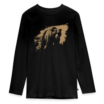 Grizzli Ours brun - T-shirt manches longues Premium Ado - noir - Devant - AI Model Kid Female (0cm)