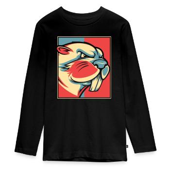 Beaver Portrait Castor Canadensis North American - Teenager Premium Organic Long Sleeve Shirt - black - Front - AI Model Kid Female (0cm)