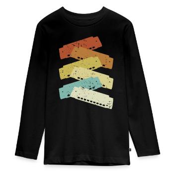 Harmoniste rétro Harmoniciste Harpe à bouche Harmonica - T-shirt manches longues Premium Ado - noir - Devant - AI Model Kid Female (0cm)