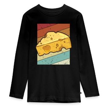 Fromage Queso Rétro Amateur de Fromage Gouda - T-shirt manches longues Premium Ado - noir - Devant - AI Model Kid Female (0cm)