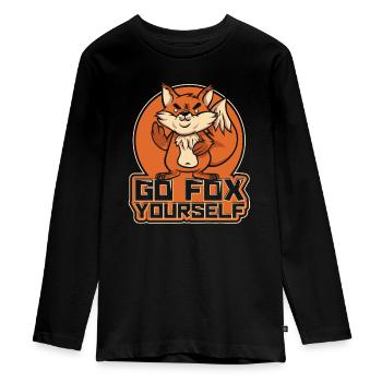 Go Fox Yourself Canidae Caninae Rotfuchs Fuchs Liebhaber - Teenager Premium Bio Langarmshirt - Schwarz - Vorne - AI Model Kid Female (0cm)