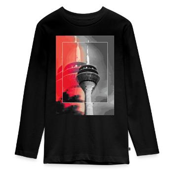 Dusseldorf Skyline TV Tower Germany City - Teenager Premium Organic Long Sleeve Shirt - black - Front - AI Model Kid Female (0cm)
