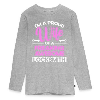 Serrurier crochetage serrurerie employé serrurier - T-shirt manches longues Premium Ado - gris chiné - Devant