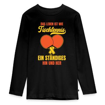 Tischtennis Leben Tischtennisspieler Meisterschaft - Teenager Premium Bio Langarmshirt - Schwarz - Vorne - AI Model Kid Female (0cm)
