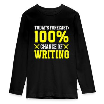 Author Writer - Teenager Premium Organic Long Sleeve Shirt - black - Front - AI Model Kid Female (0cm)