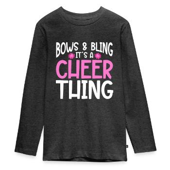 Cheerleading Cheerleader Base Flyer - Teenager Premium Bio Langarmshirt - Anthrazit meliert - Vorne - AI Model Kid Female (0cm)
