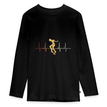 Skateboarder Skateboard EKG Skater Skate Skateing - T-shirt manches longues Premium Ado - noir - Devant - AI Model Kid Female (0cm)