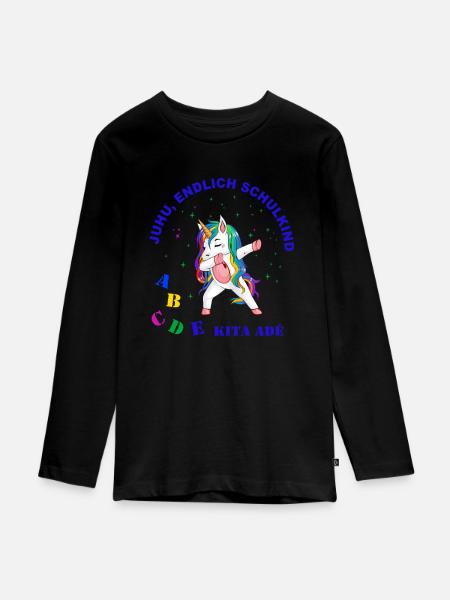 Juhu - Endlich Schule - Teenager Premium Bio Langarmshirt - Schwarz