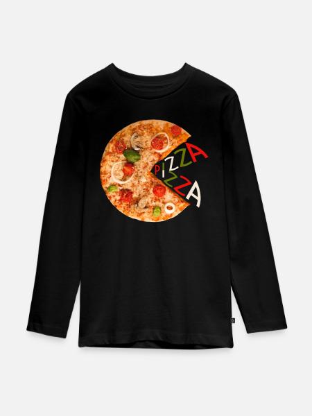 Pizza Pizza - Teenager Premium Bio Langarmshirt - Schwarz