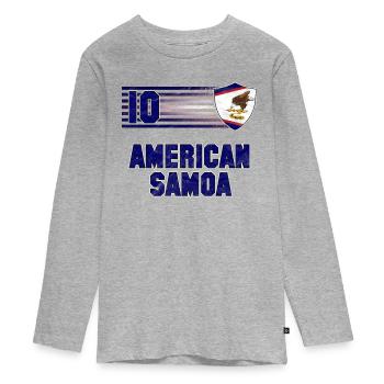 American Samoa - Teenager Premium Organic Long Sleeve Shirt - heather grey - Front