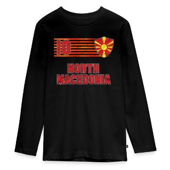 North Macedonia - Teenager Premium Organic Long Sleeve Shirt - black - Front - AI Model Kid Female (0cm)