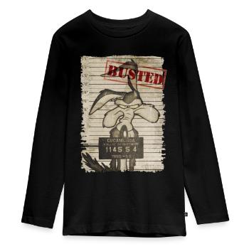 Looney Tunes Wile E. Coyote Busted - Teenager Premium Bio Langarmshirt - Schwarz - Vorne - AI Model Kid Female (0cm)