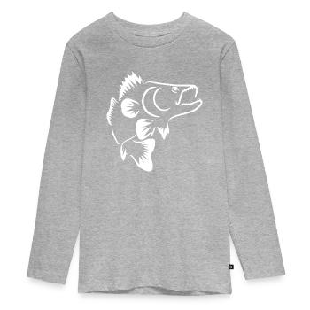 Zander fishing - predator fishing - Teenager Premium Organic Long Sleeve Shirt - heather grey - Front