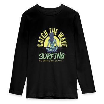 Surfing Nuernberg - Teenager Premium Bio Langarmshirt - Schwarz - Vorne - AI Model Kid Female (0cm)
