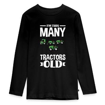 4. Geburtstag Traktor 4 Jahre Geburtstagsshirt - Teenager Premium Bio Langarmshirt - Schwarz - Vorne - AI Model Kid Female (0cm)