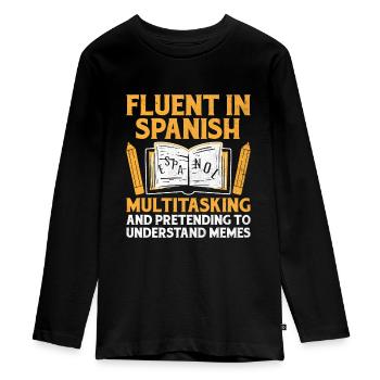 Professeur de langues étrangères École Professeurs de langues - T-shirt manches longues Premium Ado - noir - Devant - AI Model Kid Female (0cm)
