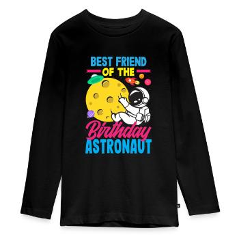 Kindergeburtstag Astronaut Familienmitglieder - Teenager Premium Bio Langarmshirt - Schwarz - Vorne - AI Model Kid Female (0cm)
