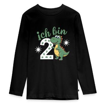 2. Geburtstag 2 Jahre Dino Dinosaurier Fan - Teenager Premium Bio Langarmshirt - Schwarz - Vorne - AI Model Kid Female (0cm)