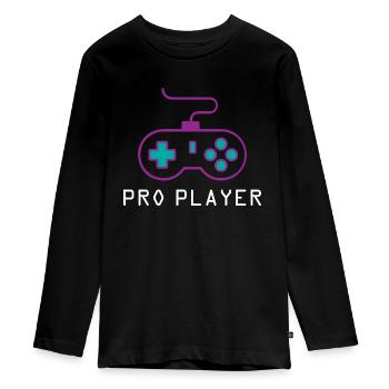 Pro Player Gamer - Teenager Premium Organic Long Sleeve Shirt - black - Front - AI Model Kid Female (0cm)